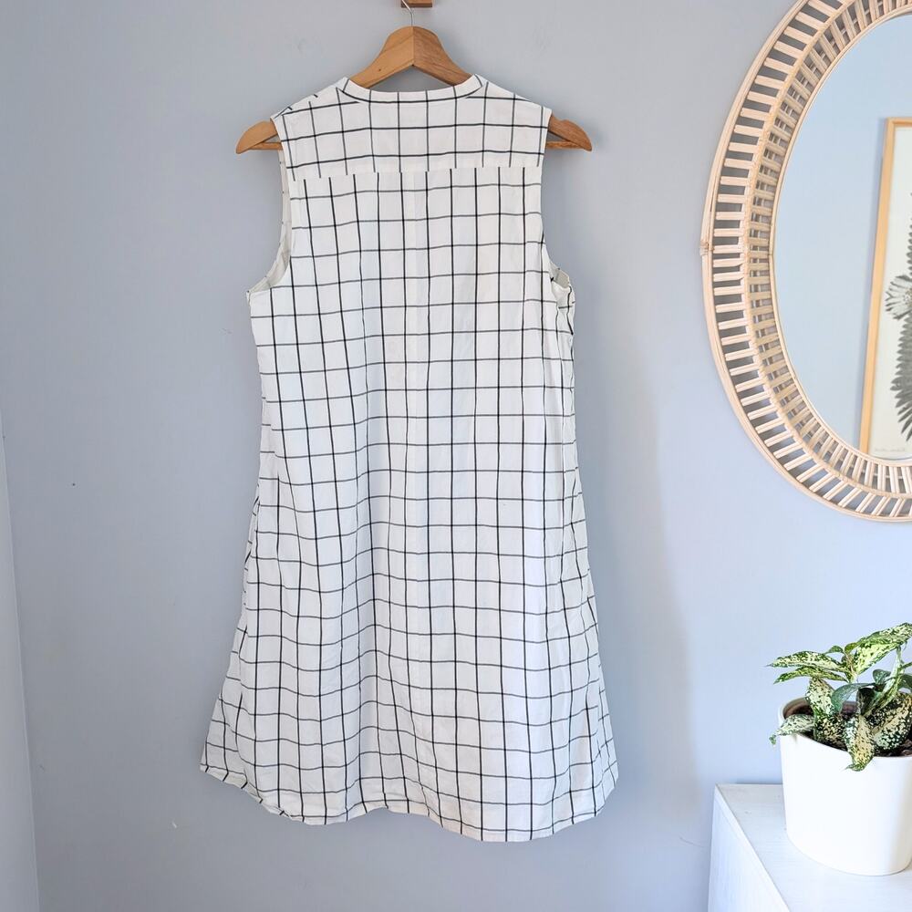 MADEWELL Windowpane Sleeveless Plaid Sleeveless Shirt Dress Cotton, Small - Picture 3 of 4